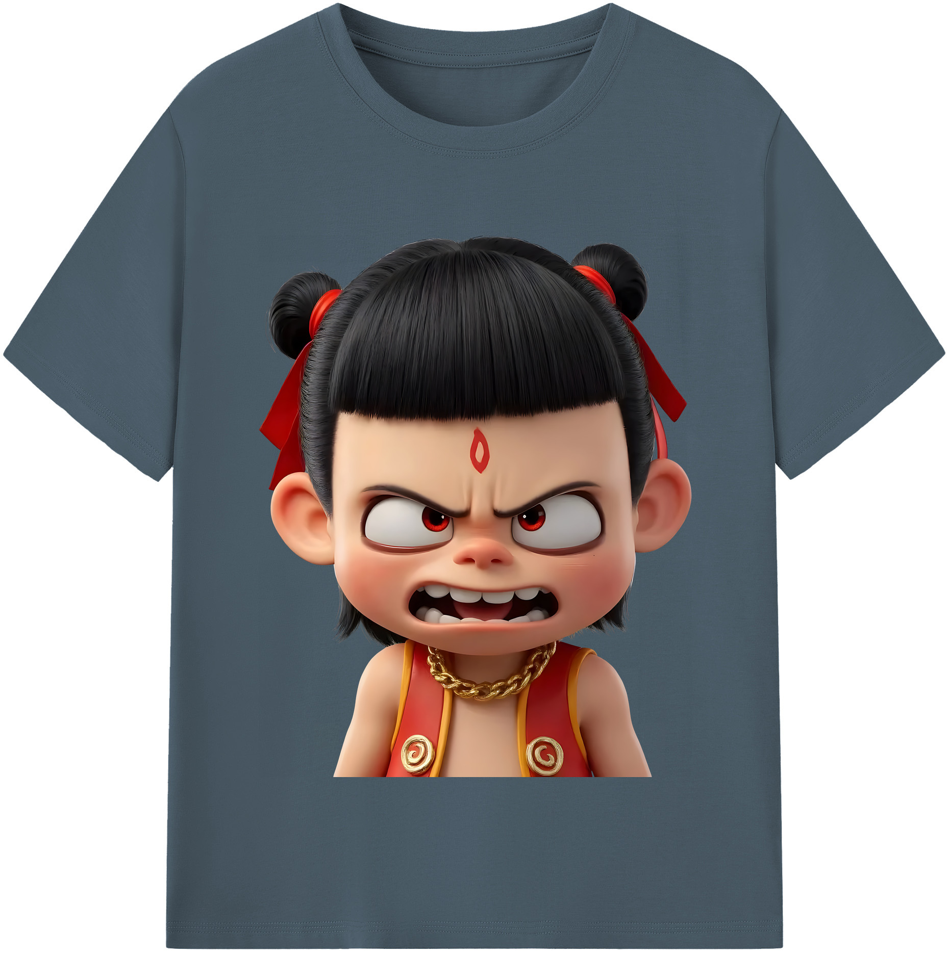 （画像用） Ne Zha 2 ナタ 魔童の大暴れ 綿100％半袖Tシャツ（フロントプリント）